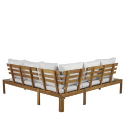 SULI Salon De Jardin 1 Canapé D'angle Et 1 Table Basse En Bois D'acacia -Meubles Soldes Magasin salon de jardin canape angle table basse bois acacia suli 3