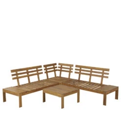 SULI Salon De Jardin 1 Canapé D'angle Et 1 Table Basse En Bois D'acacia -Meubles Soldes Magasin salon de jardin canape angle table basse bois acacia suli 4