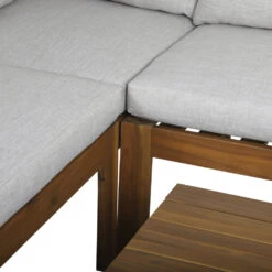 SULI Salon De Jardin 1 Canapé D'angle Et 1 Table Basse En Bois D'acacia -Meubles Soldes Magasin salon de jardin canape angle table basse bois acacia suli 5