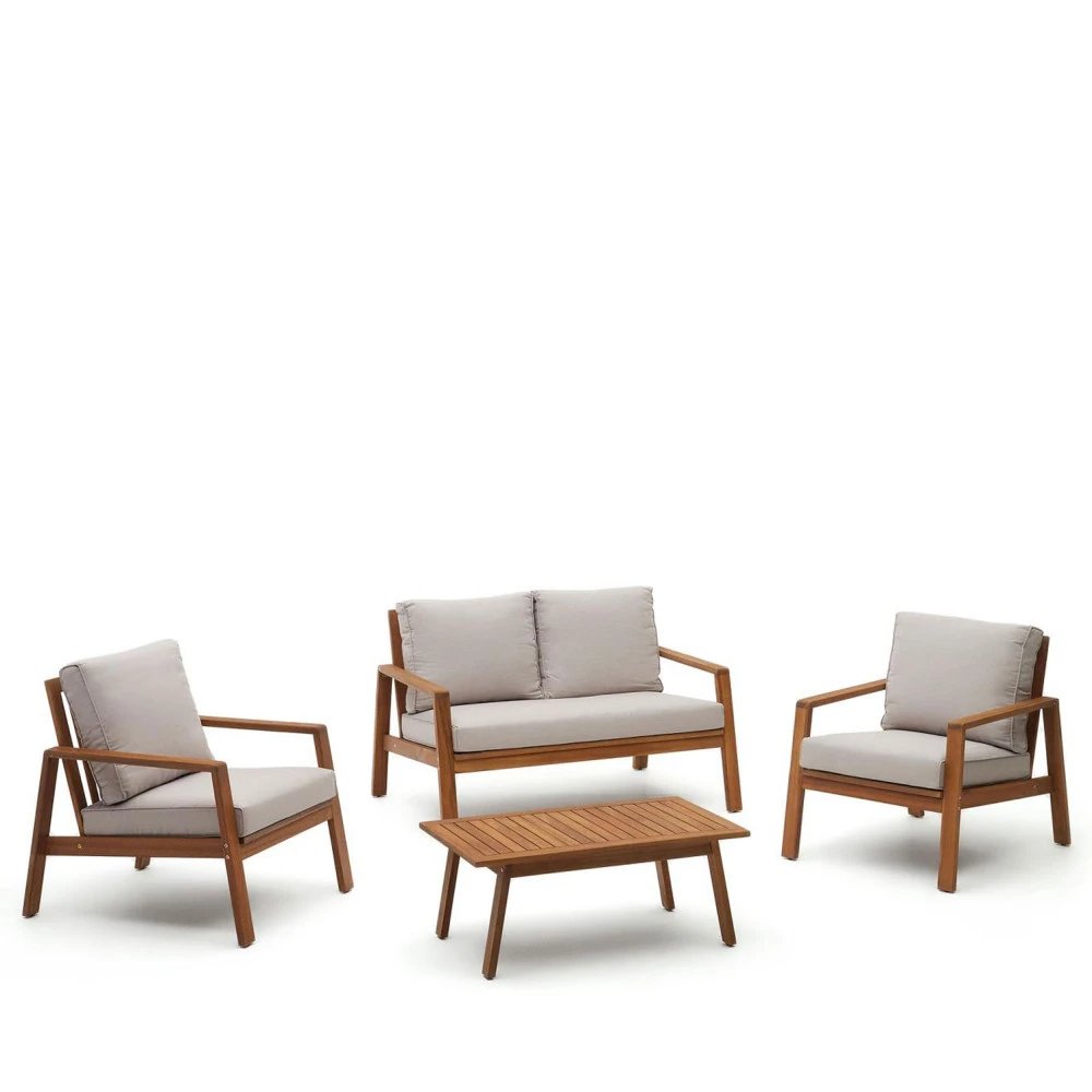 FRARES Salon De Jardin 1 Canapé, 2 Fauteuils Et 1 Table Basse En Bois D'acacia 3 FRARES Salon De Jardin 1 Canapé, 2 Fauteuils Et 1 Table Basse En Bois D'acacia