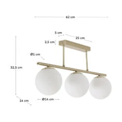 MAHALA Suspension 3 Boules En Verre émaillé Et Métal -Meubles Soldes Magasin suspension 3 boules verre emaille metal kave home mahala 2