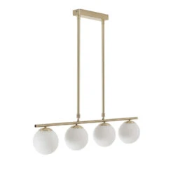 MAHALA Suspension 4 Boules En Verre émaillé Et Métal