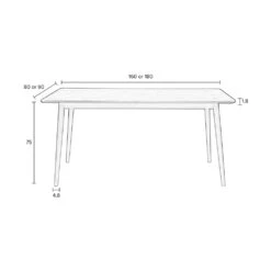 FABIO Table à Manger En Bois 160x80cm -Meubles Soldes Magasin table a manger bois 160x80cm fabio 8