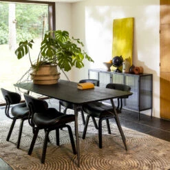 ROGER Table à Manger En Bois Et Métal 180x90cm