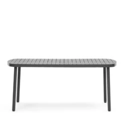 JONCOLS Table à Manger De Jardin Aux Bords Arrondis En Aluminium 180x90cm