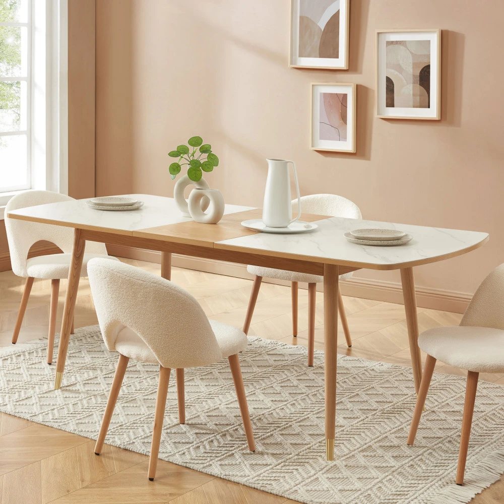 VEJEND Table à Manger Extensible En Bois Et Céramique 160-200x90cm 11 VEJEND Table à Manger Extensible En Bois Et Céramique 160-200x90cm – Image 9