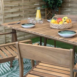 SUE Table à Manger Extensible De Jardin En Bois D'acacia 180-230x90cm