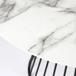 FLORIS Table à Manger Ronde En Effet Marbre Et Métal ø104cm -Meubles Soldes Magasin table a manger ronde effet marbre metal o104cm floris 1