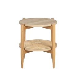 ELLOS Table D'appoint Ronde En Bois Et Cannage ø50,5cm -Meubles Soldes Magasin table appoint bois cannage drawer ellos 1