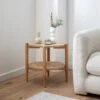 ELLOS Table D'appoint Ronde En Bois Et Cannage ø50,5cm -Meubles Soldes Magasin table appoint bois cannage drawer ellos