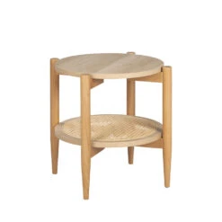 ELLOS Table D'appoint Ronde En Bois Et Cannage ø50,5cm -Meubles Soldes Magasin table appoint bois cannage drawer ellos 3