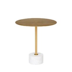 LECCO Table D'appoint En Effet Laiton Et Marbre ø51cm