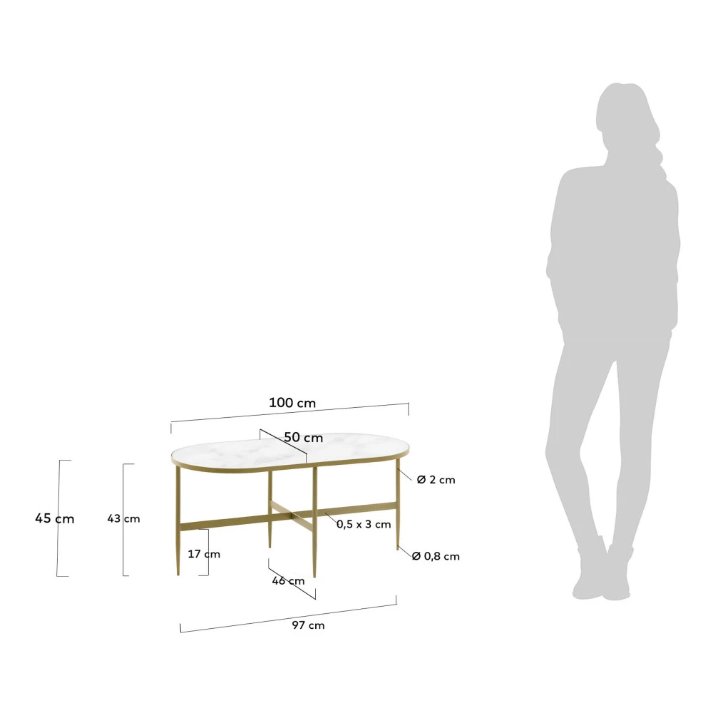 BERGONDO Table D'appoint Ovale 100x50cm 6 BERGONDO Table D'appoint Ovale 100x50cm – Image 4