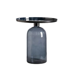 TAZA Table D'appoint Ronde En Aluminium Et Verre ø45cm -Meubles Soldes Magasin table appoint ronde aluminium verre 45cm drawer taza 1