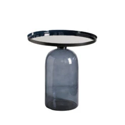 TAZA Table D'appoint Ronde En Aluminium Et Verre ø45cm -Meubles Soldes Magasin table appoint ronde aluminium verre 45cm drawer taza 2