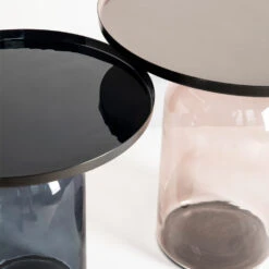 TAZA Table D'appoint Ronde En Aluminium Et Verre ø45cm -Meubles Soldes Magasin table appoint ronde aluminium verre 45cm drawer taza 4