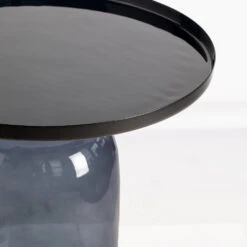 TAZA Table D'appoint Ronde En Aluminium Et Verre ø45cm -Meubles Soldes Magasin table appoint ronde aluminium verre 45cm drawer taza 5