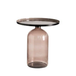 TAZA Table D'appoint Ronde En Aluminium Et Verre ø50,5cm -Meubles Soldes Magasin table appoint ronde aluminium verre 50cm drawer taza 2