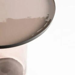 TAZA Table D'appoint Ronde En Aluminium Et Verre ø50,5cm -Meubles Soldes Magasin table appoint ronde aluminium verre 50cm drawer taza 5