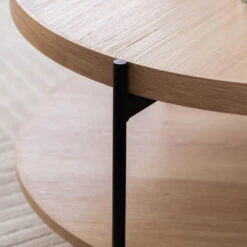 KORRO Table D'appoint Ronde En Bois Et Métal ø51cm -Meubles Soldes Magasin table appoint ronde bois metal 51cm drawer korro 6