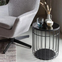 LANCE Table D'appoint Ronde En Verre Et Métal ø35cm -Meubles Soldes Magasin table appoint ronde verre metal 35cm lance 6