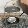 MAEVE Table D'appoint Ronde En Verre Et Métal ø43cm -Meubles Soldes Magasin table appoint ronde verre metal 43cm maeve