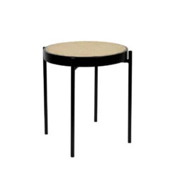 SPIKE Table D'appoint En Rotin Et Bois ø50cm -Meubles Soldes Magasin table appoint rotin bois o50cm zuiver spike 2