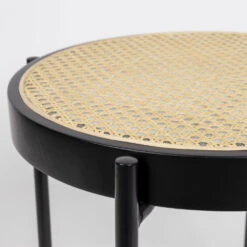 SPIKE Table D'appoint En Rotin Et Bois ø50cm -Meubles Soldes Magasin table appoint rotin bois o50cm zuiver spike 3