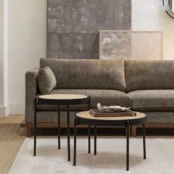 SPIKE Table D'appoint En Rotin Et Bois ø50cm -Meubles Soldes Magasin table appoint rotin bois o50cm zuiver spike 8