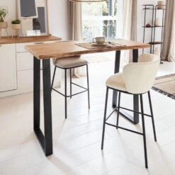 ALAIA Table De Bar En Bois D'acacia Et Métal H105 Cm