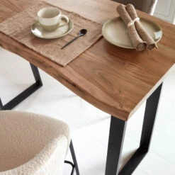 ALAIA Table De Bar En Bois D'acacia Et Métal H105 Cm -Meubles Soldes Magasin table bar bois metal kave home alaia 5