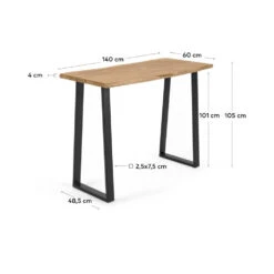 ALAIA Table De Bar En Bois D'acacia Et Métal H105 Cm -Meubles Soldes Magasin table bar bois metal kave home alaia 6