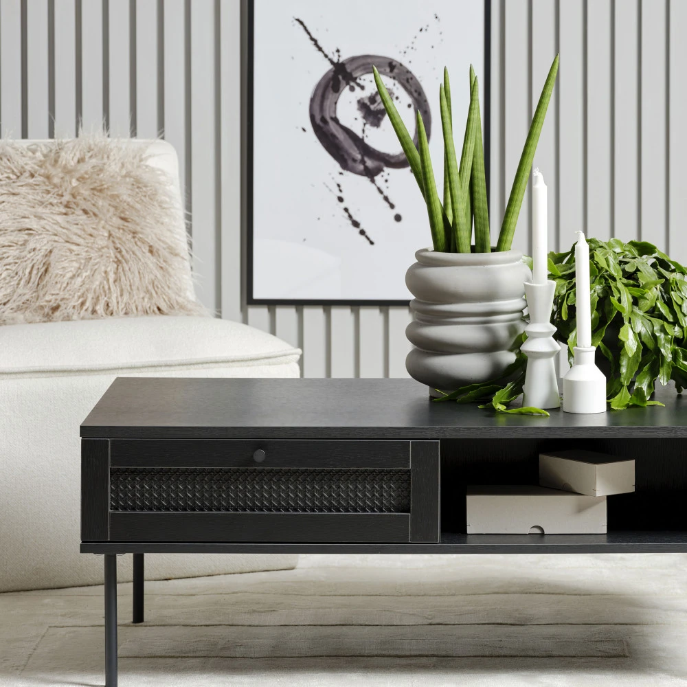 RINTO Table Basse 1 Tiroir En Bois Et Métal 3 RINTO Table Basse 1 Tiroir En Bois Et Métal