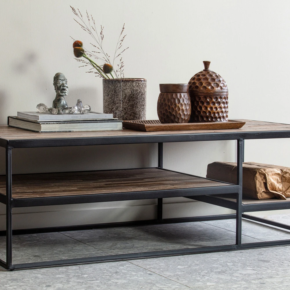 VIC Table Basse En Bois Et Métal 120x60cm 3 VIC Table Basse En Bois Et Métal 120x60cm