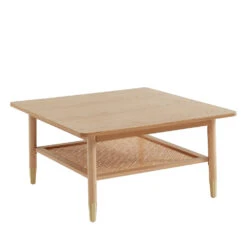 BOMBONG Table Basse Carrée En Bois Et Cannage 80x80cm -Meubles Soldes Magasin table basse carree bois cannage 80x80cm bombong 2