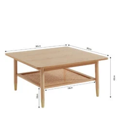 BOMBONG Table Basse Carrée En Bois Et Cannage 80x80cm -Meubles Soldes Magasin table basse carree bois cannage 80x80cm bombong 5