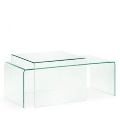 BURANO Table Basse En Verre Trempé -Meubles Soldes Magasin table basse en verre trempe transparent burano 2