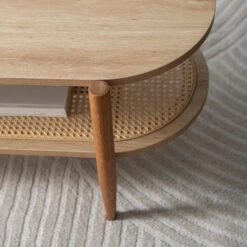 ELLOS Table Basse Ovale En Bois Et Cannage -Meubles Soldes Magasin table basse ovale bois cannage drawer ellos 5