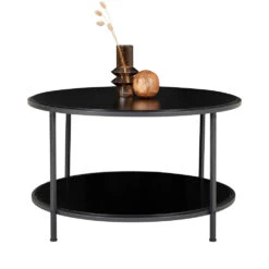 VITA Table Basse Ronde En Bois Et Métal ø80cm -Meubles Soldes Magasin table basse ronde bois metal o80cm vita house nordic 2