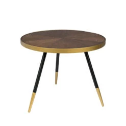 DENISE Table Basse Ronde En Métal Et Bois ø61cm -Meubles Soldes Magasin table basse ronde metal bois o61cm denise 1