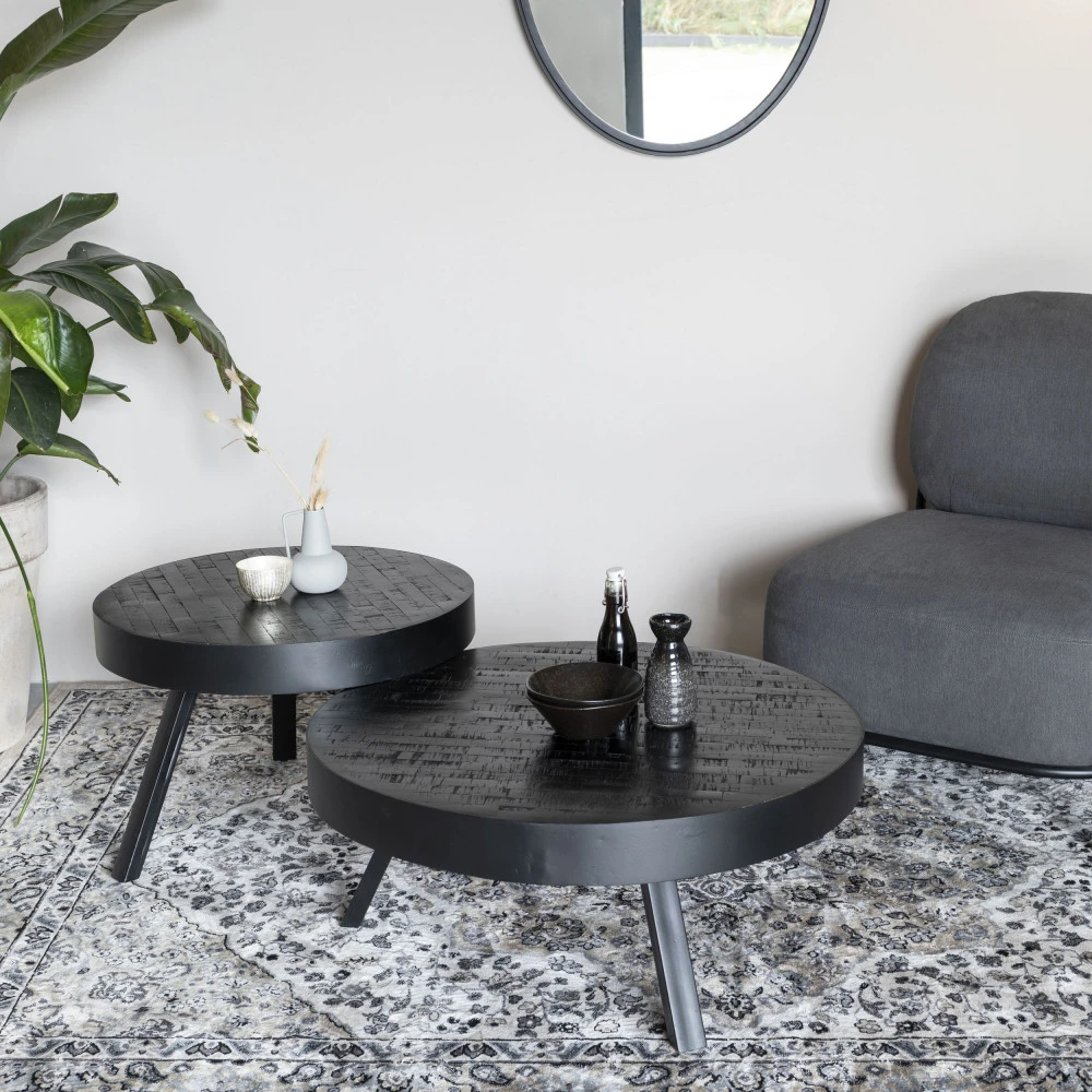 SURI Table Basse Ronde En Teck Recyclé Et Métal ø58cm 3 SURI Table Basse Ronde En Teck Recyclé Et Métal ø58cm