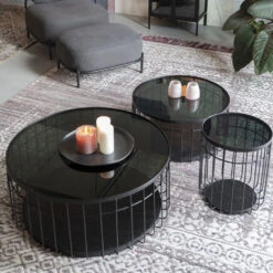 LANCE Table Basse Ronde En Verre Et Métal ø60cm -Meubles Soldes Magasin table basse ronde verre metal 60cm lance 4