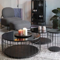 LANCE Table Basse Ronde En Verre Et Métal ø80cm -Meubles Soldes Magasin table basse ronde verre metal 80cm lance 7