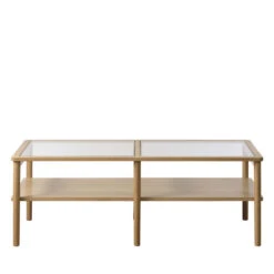 CAHIR Table Basse En Verre Trempé Et Bois 120x60cm -Meubles Soldes Magasin table basse verre trempe bois 120x60cm cahir 1