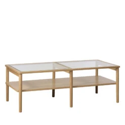 CAHIR Table Basse En Verre Trempé Et Bois 120x60cm -Meubles Soldes Magasin table basse verre trempe bois 120x60cm cahir 2