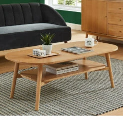 GRUDE Table Basse Vintage En Bois 120x60 Cm