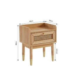 BOMBONG Table De Chevet 1 Tiroir En Bois Et Cannage -Meubles Soldes Magasin table chevet 1 tiroir bois cannage bombong 6