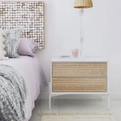 MARIELLE Table De Chevet En Bois 2 Tiroirs -Meubles Soldes Magasin table chevet bois 2 tiroirs kave home marielle 8