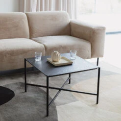 MARCIO Table D'appoint Carrée En Bois Et Métal 40x40cm