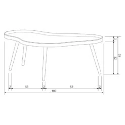 MAE Table Basse De Forme Organique En Bois 100x35cm -Meubles Soldes Magasin table d appoint forme organique bois 100x35cm mae woood 6